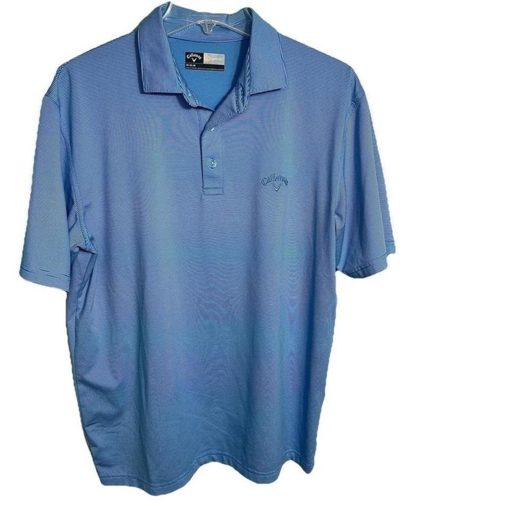 Callaway Men's Opti-Dri Blue Striped Golf Polo Shirt Size M Preppy Office Sports